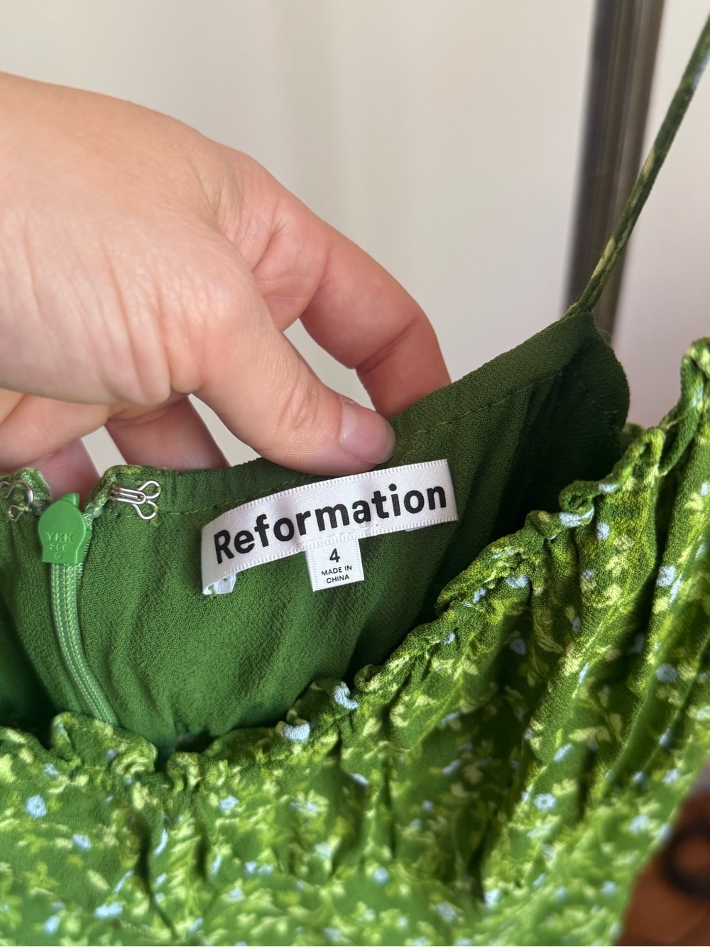 Reformation Green Floral Smocked Mini Dress - Picture 4 of 10